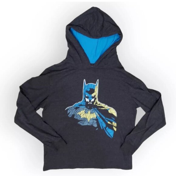 Batman Hoodie Men’s Dark Gray Blue DC Comics Lightweight Pullover Size Small - Picture 1 of 4